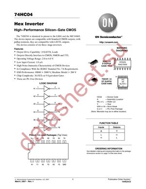 74HC04DR2G datasheet  